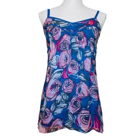 INC INTERNATIONAL CONCEPTS Silk Blue Rose Floral Top, Size 2 - NWT - Picture 1 of 9